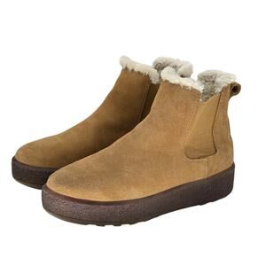 Madewell The Toasty Chelsea Boot Women's 8 Faux Shearling Pull On Brown Chunky